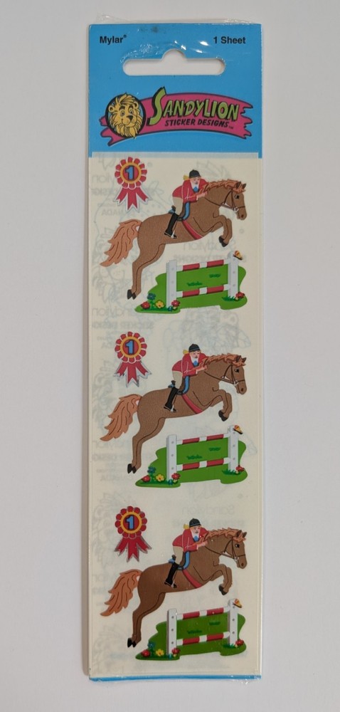 Vintage SandyLion Mylar Horse And Rider Equestrian Horse Riding Stickers Sealed