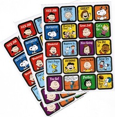 SNOOPY Peanuts Adorable Reward Stickers! 3 Sheets Linus Woodstock Lucy