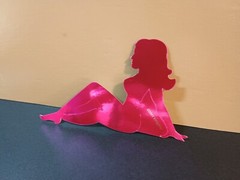 Vintage Stickers MUD FLAP GIRL Glossy Foil Vending Sticker VTG PVI Pink 01
