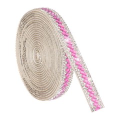 3 Yard Rhinestone Ribbon 3mmx3mm Crystal Rhinestone Strips Pink