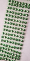 CraftbuddyUS 144 pcs x 10mm (18 Stripes) Self Adh Pearl Round Gems, Color-GREEN