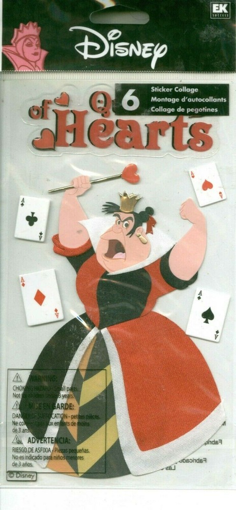 DISNEY Queen of Hearts Alice Wonderland Heads Cards Villain Stickers Scrapbook