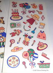 Vintage GIBSON Little Kids Activity Stickers x2 Sheets Birthday CUTE