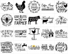 20 Pcs Farmhouse Rub on Transfers for Crafts, Letter Rub on Transfer for Furntru