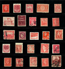 25 Red Rose Carmine Worldwide Used Stamps Color Lot — Crafts Art (WM237)