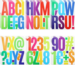 18 Sheets Letter Number Stickers, 5 Inch Self-Adhesive Vinyl Alphabet Punctuatio