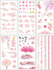 (Pack of 2) Romantic Cherry Flower Stickers for Scrapbooking – Japanese Pink Che