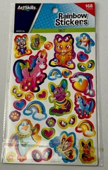 168pc Rainbow Stickers Unicorn Cat Dog Dolphin Paw Prints Hearts Art Skills