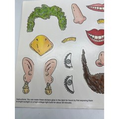 Vintage 1987 Scholastic Glow In The Dark Face Parts Stickers 11″ x 8.5″ Unused