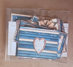 Lot #10 Blue Dark Heart Shabby journal DIE CUTS Ephemera Tags Collage Scrapbook