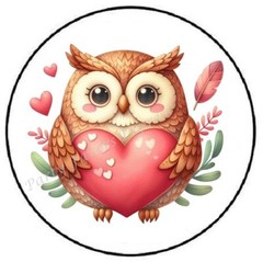 OWL WITH HEART ENVELOPE SEALS LABELS STICKERS PARTY FAVORS