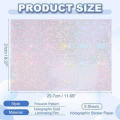 12x8in Holographic Laminate Sheets 6Pcs Sticker Paper Holiday Ribbon Pattern