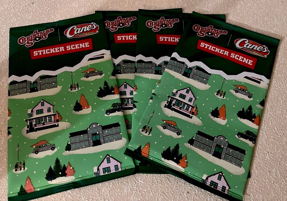 (4) New Raising Cane’s A Christmas Story Sticker Scene Packs Sealed