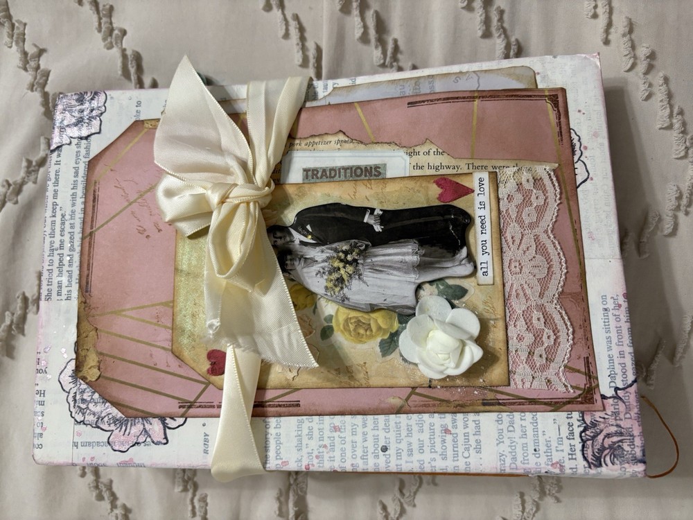 Pink Soft Cover Junk Journal Full of Decorative Ephemera
