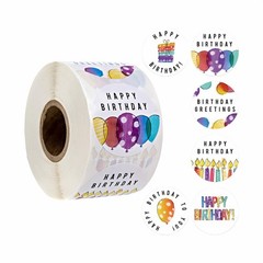 500pcs Happy Birthday Stickers, 1.5 Inch Round Waterproof Labels