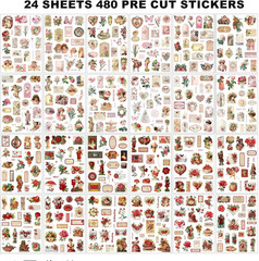 Vintage Ephemera Sticker Book 480 Pre Cut Washi Stickers for Journaling Junk Jou