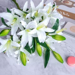 Lily Artificial Flowers Bulk 30” Long Stems 12 Silk Flower Heads Bouquet W