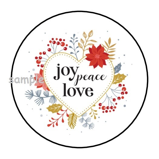 30 CHRISTMAS JOY PEACE LOVE ENVELOPE SEALS LABELS STICKERS 1.5″ ROUND GIFTS