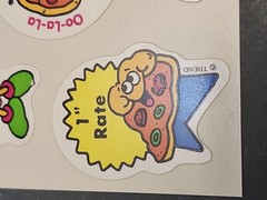 Vintage TREND Stinky Stickers full sheet 12 scratch sniff smell T-173 PIZZA