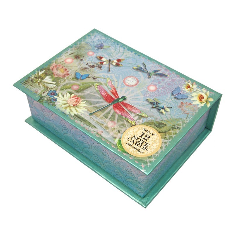 Punch Studio Metallic Greeting Card Box Set (Dragonfly & Water Lily)