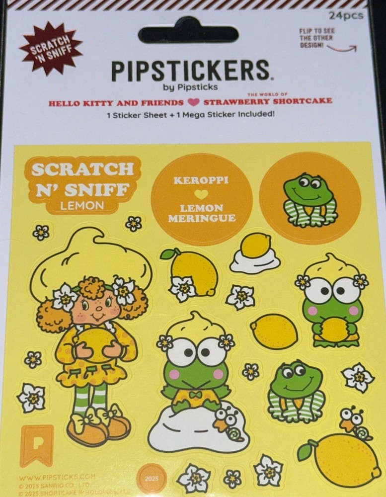 SCRATCH N’ SNIFF HELLO LEMON GIRL STICKERS✨🍋🐸🌼✨4”X 4”✨&✨3 1/3” X 2 1/2💛