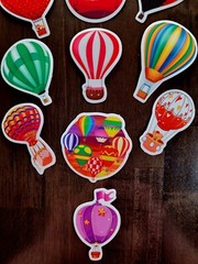 STICKERS x 10 Hot Air Balloon BRIGHT Color Sticker Various Styles HB1