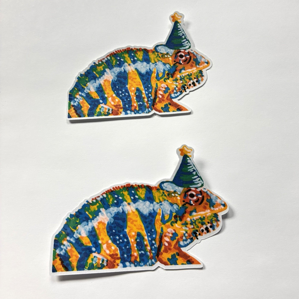 Chameleon Sticker Colorful Party Hat Animal Painting Sticker – Froggy.Fables