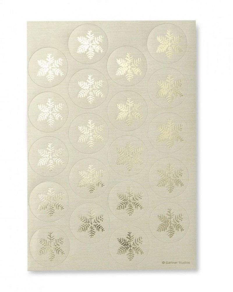 Ivory & Gold Foil Snowflake Envelope Seals – 40 Count