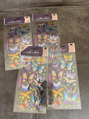 STICKO Metallic Butterfly Insect Glimmer DIY Scrapbook Craft Nature Pastel Lot 4