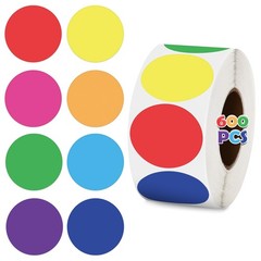 Blowata 600 Pcs Dot Stickers, 8 Colors of Round Label 1×1 inches, Dots