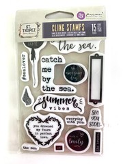 Lot of PRIMA St Tropez Scrapbooking Paper Puffy Stickers Ephemera Clear Stamps