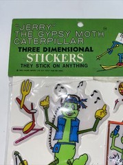 Vintage 1983 Jerry The Gypsy Moth Caterpillar Sealed Puffy Stickers NOS