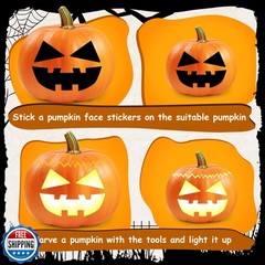 LINAYE 80 PCS Pumpkin Decorating Stickers, Halloween Jack-O-Lantern Face Stic