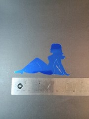 Vintage Stickers MUD FLAP GIRL Glossy Foil Vending Sticker VTG PVI Blue 01