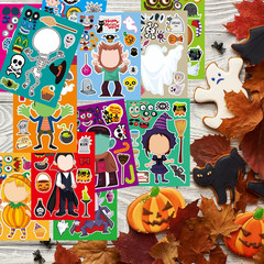 Halloween DIY Stickers Set – 36 PCS Mix and Match Characters for Kids