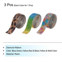 3Roll 3 Yards 18mm Diamond Ribbon Blue,Green,Yellow,Red,Black,Yellow,Multi Color