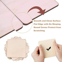 50 Pcs Unfinished Wood Pieces, Natural Blank 4 X 4 Inch Wood Squares, Wooden …