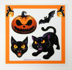 Black Cats & Bat Halloween Frame Mini Sticker Sheet