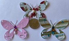 FANCY BUTTERFLY Pre-Made Die-Cuts (2pc)Victorian•Steampunk•Filagree •Glittered••