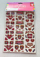 Love Heart Scrapbook Stickers Sheet Foil Golden Outline
