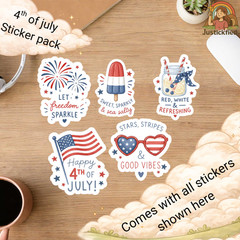 4th of July Sticker Pack, Patriotic Sticker Bundle, Independence Day Decals, USA