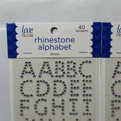 Rhinestone Alphabet Stickers 19mm 2 Sheets 40 Stickers Each Bling