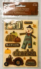 9 Packages Fall Stickers 1 Used Spool of Ribbon Scarecrow Pumpkins Acorns Leaf’s