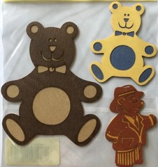 TEDDY BEARS Laser Overlay Die-Cuts(3pc)DCWV•Stuffed Animal•Child’s Toy•Browns•