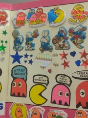 Vintage 1980s Kids Sticker Book, Pac-Man, Q Bert, Scratch N Sniff Etc