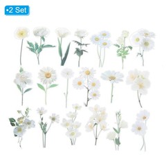 80 Sheet Clear White Daisies Flower PET Sticker, Waterproof Flower Decal, White