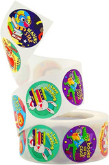Animal Reading Reward Stickers, 500Pcs Roll 1In Round, 8 Designs