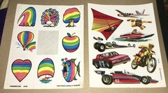 VTG 1980’s Sticker Sheets Rainbows Good Vibes Motorcycle Thrill Seeker Racing