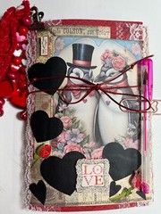 valentines junk journal scrapbook tassel pen clip 74 pages penguin couple