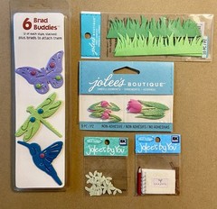 Large Lot Of Flower Stickers, Brads, Etc Jolee’s Boutique, K & Co, Recollections